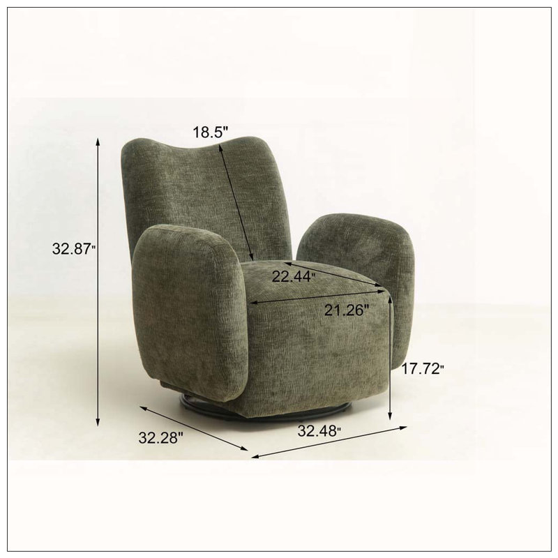 Fauteuil d'appoint pivotant à 360 °, Vert olive
