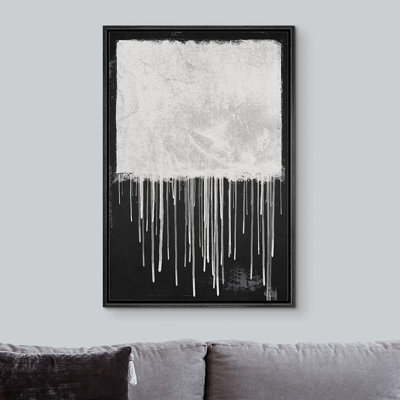 Minimal Landscape " Black White Duotone Dripping Paint "