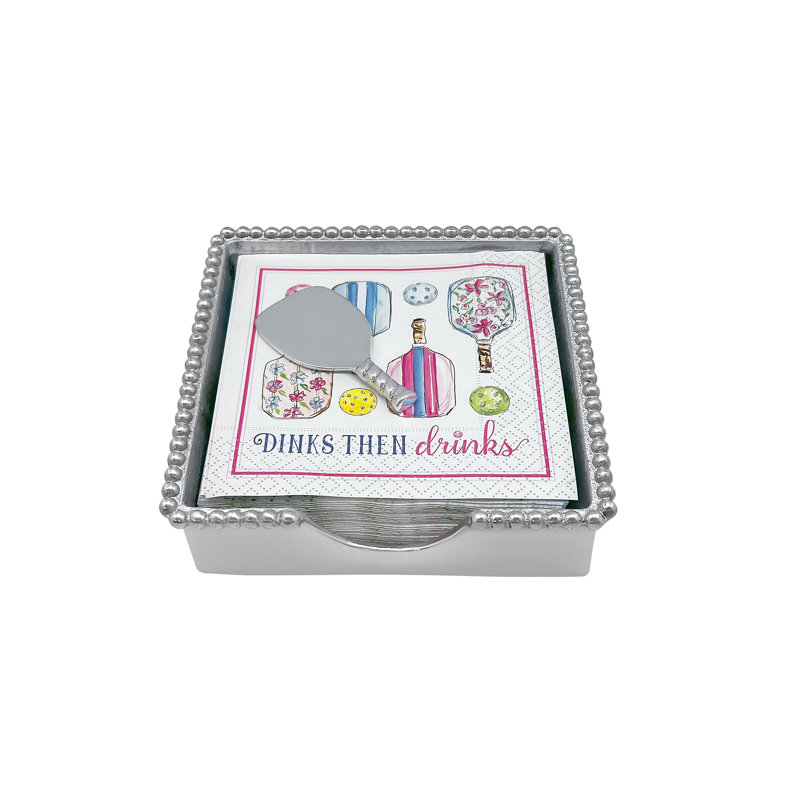 Pickleball Drinks Beaded Napkin Box Set _x000D_