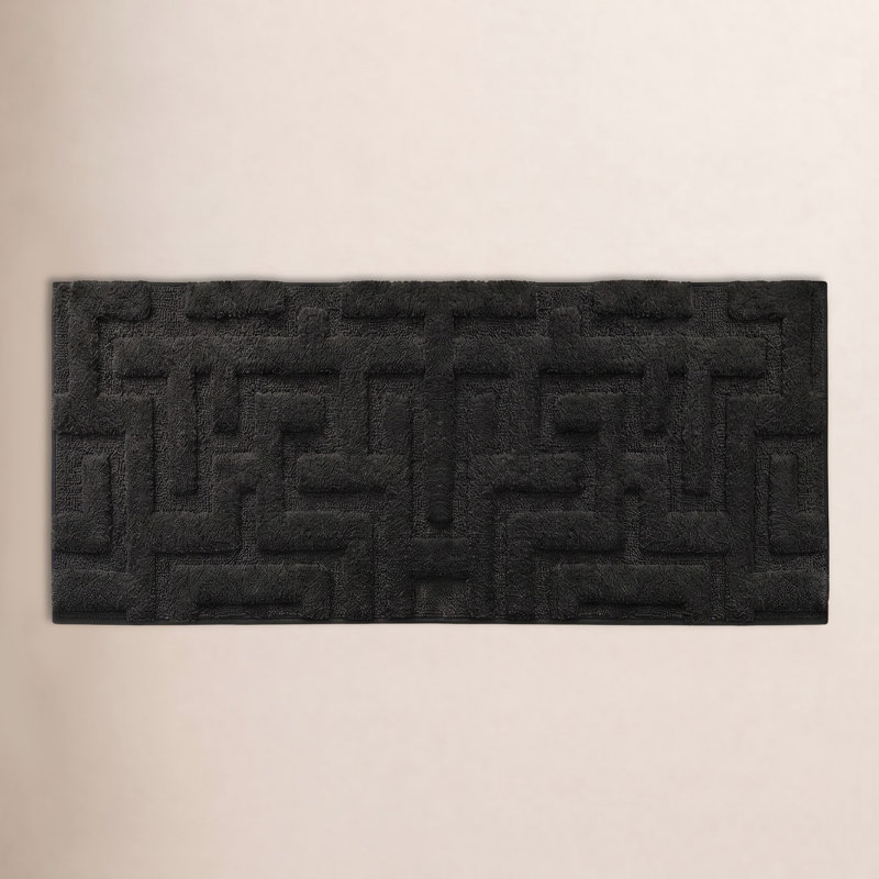 Non-Slip Bath Rug, Black, 20" L x 47" W
