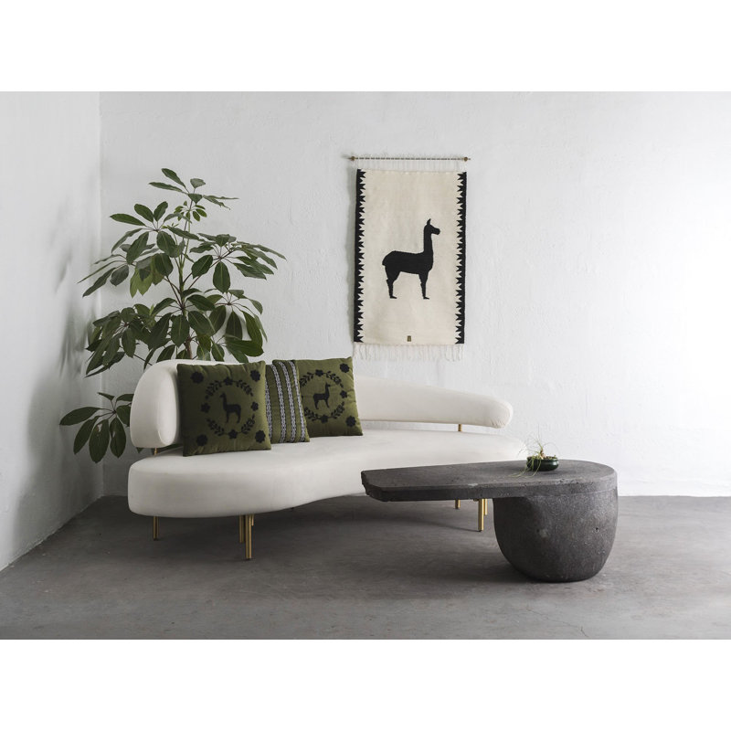 Llama Sheep Wool Handwoven Tapestry, Aged Bronze Wall Mount, Terracota, White