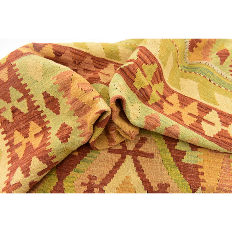 Tapis de zone en laine beige/rouge 4 pi 9 po x 6 pi noué la one-of-kind à la main Elland