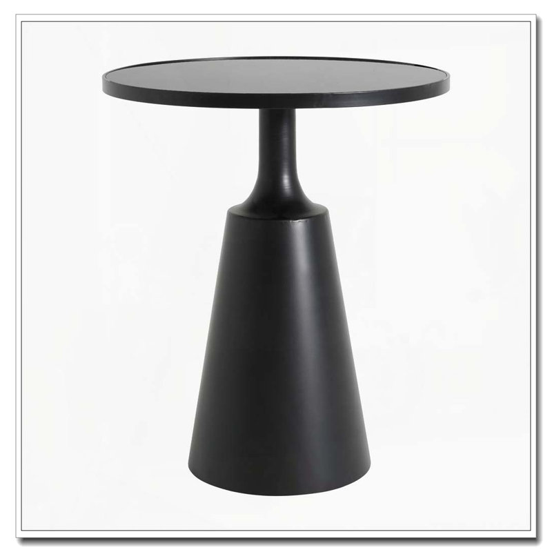 Table d'appoint ronde moderne avec plateau en marbre, Noir