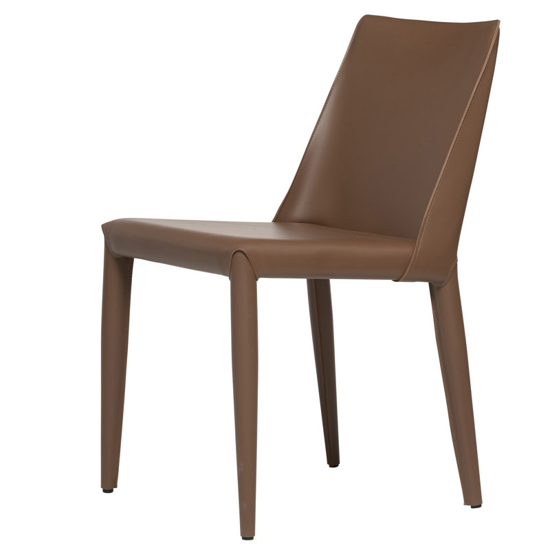 Greysi Leather Upholstered Dining Chair, Brown