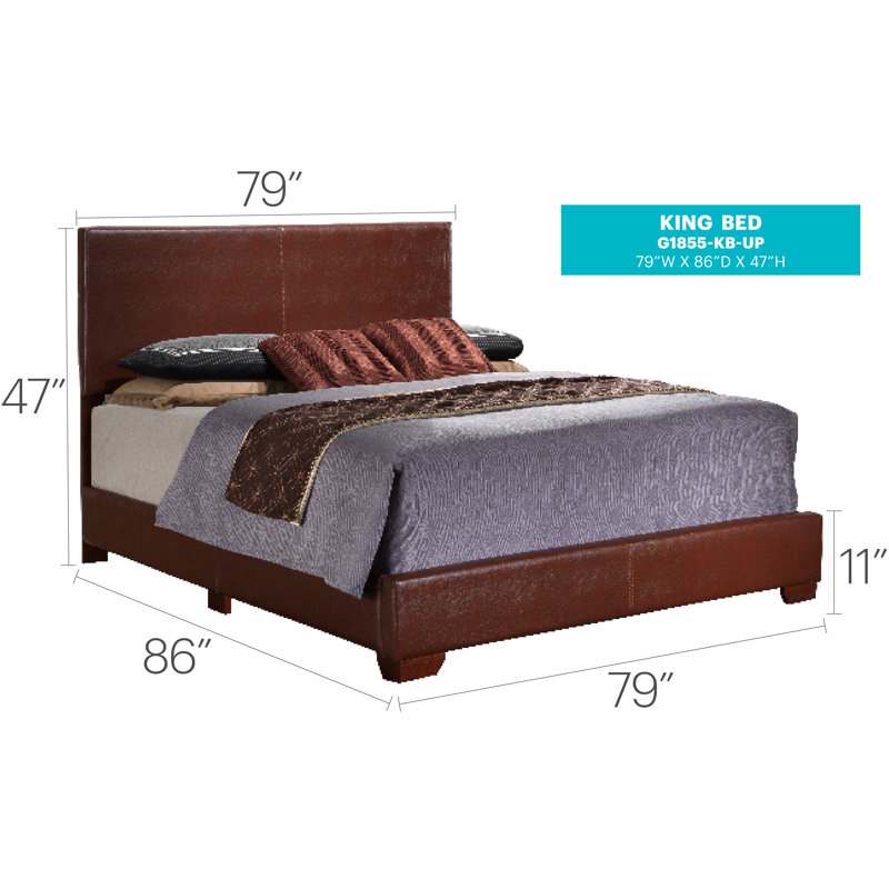 Upholstered Low Profile Standard Bed, King, Tan