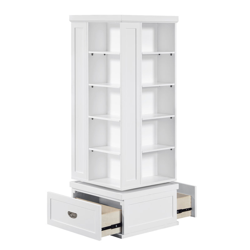 Bibliothèque pivotante moderne avec 16 tiroirs et meubles en bois, Blanc