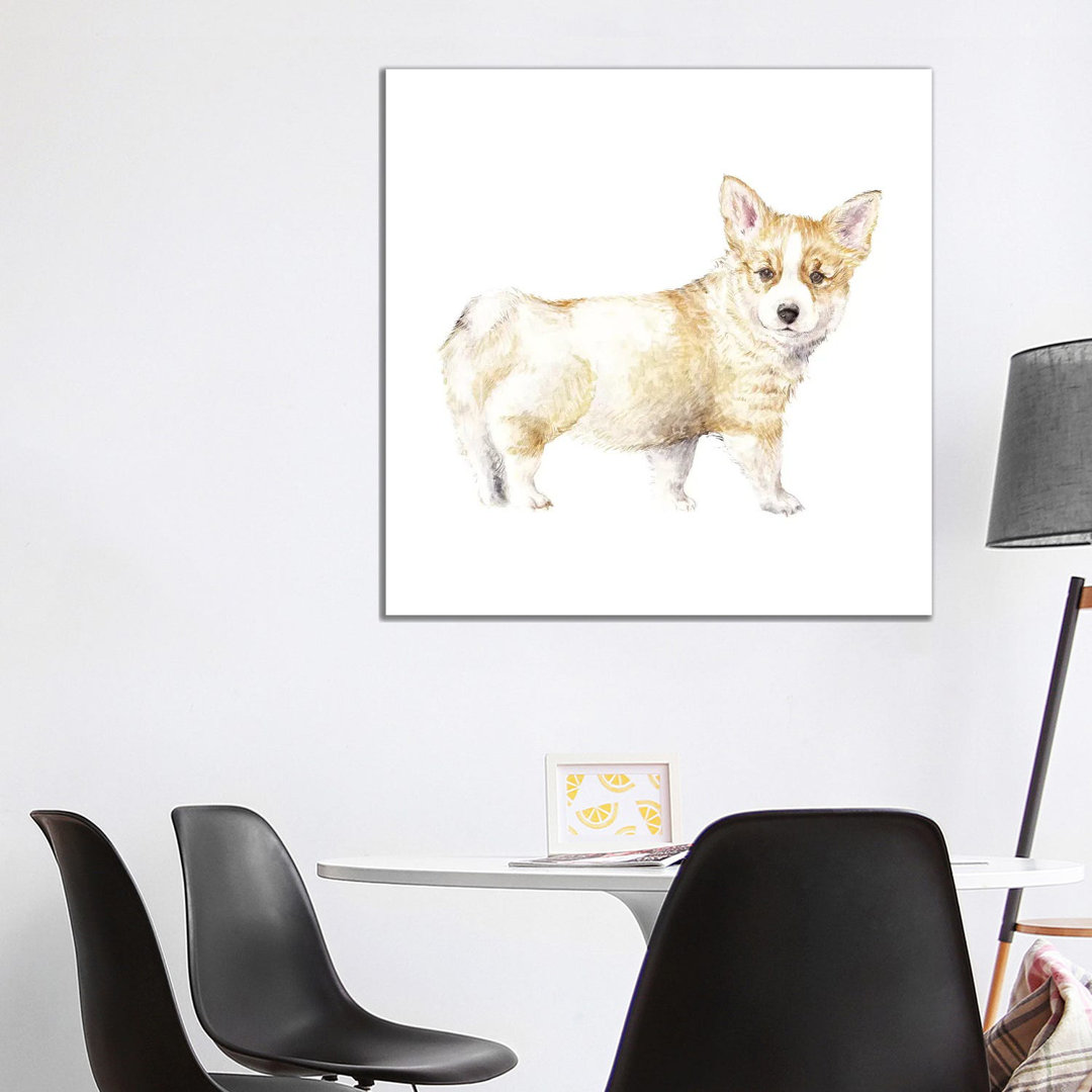Corgi Puppy by Wandering Laur - Wrapped Canvas Painting