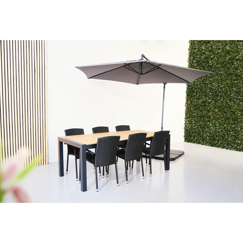 Jaidon 6 - Person Wicker Patio Dining Set with Extendable Rectangular Table, Teak