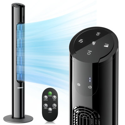 45" Bladeless Tower Fan, 70 Degree Oscillating Floor Fan with Remote, 8 Speed, 4 Modes, 12H Timer