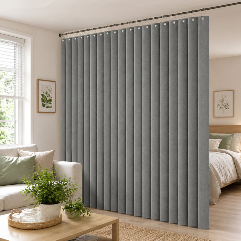 Panneau de rideau 100 po en polyester texturé de lin, panneau isolant imperméable et isolant avec œillets pour chambre à coucher, patio et espaces partagés