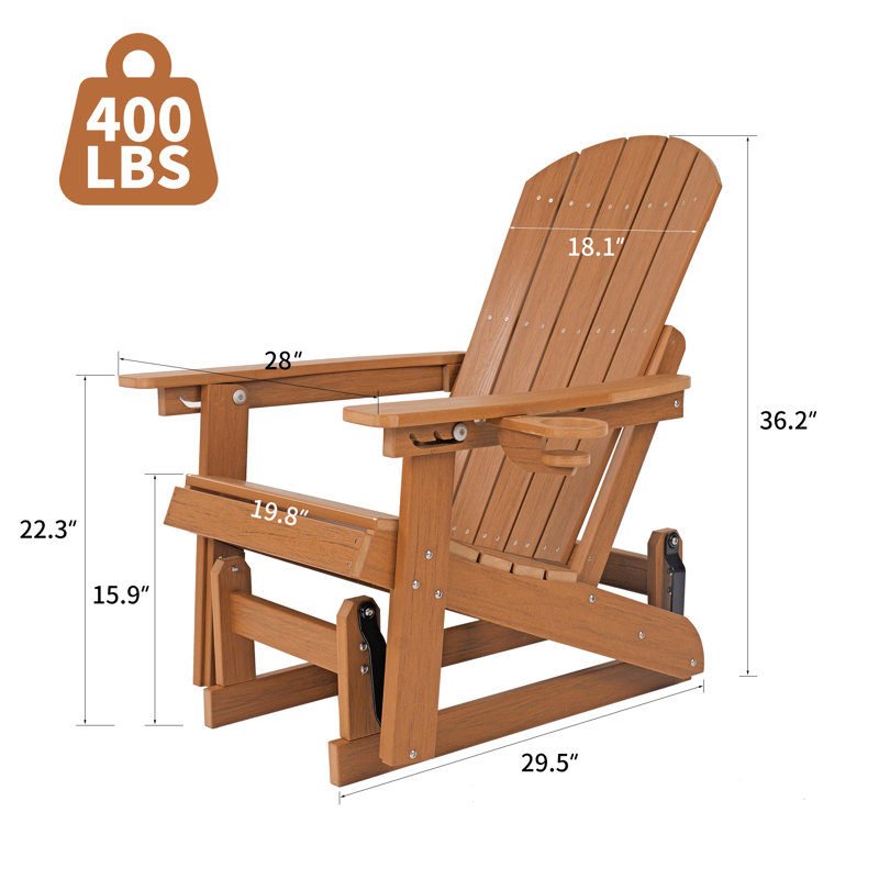 Fauteuil oscillant d'extérieur Hdpe avec dossier réglable à 3 positions (paquet de 1), Tanné