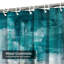 Rideau de douche abstrait à encre aquarelle et encre bleue avec 12 crochets-245185250