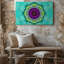 Reproduction d'art sur toile, "Mandala symétrique vibrant" avec une fleur centrale avec art mural-959043540