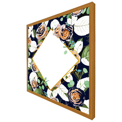 Ligonier Decorative Flowers On Navy - Single Picture Frame Print