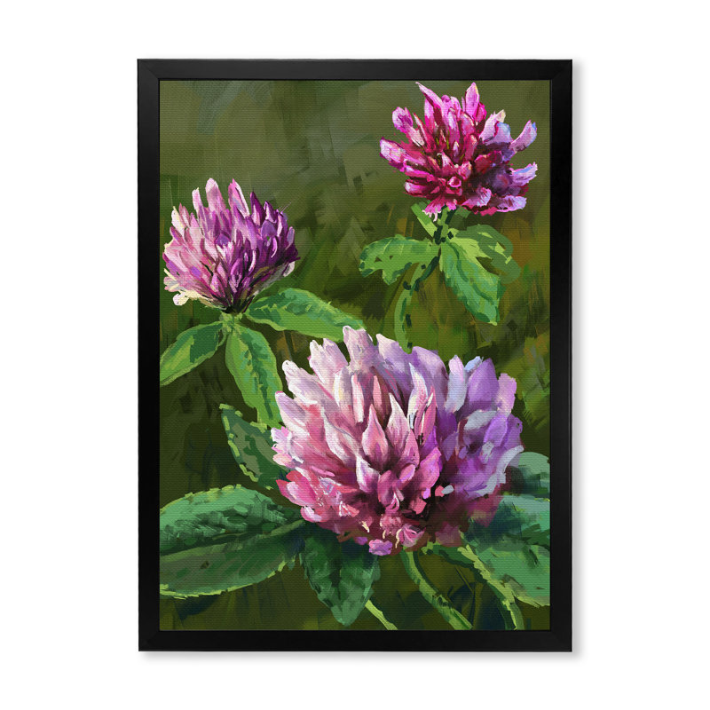Fleurs sauvages mauves II - Peinture, H 20 po x l 12 po x P 1 po, Cadre photo noir