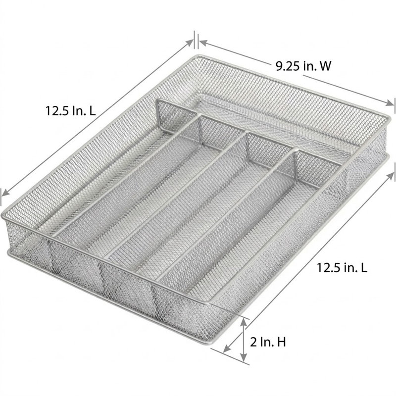 Kensington Drawer Organizer, 2" H x 9.25" W x 12.5" D, 5-Compartment