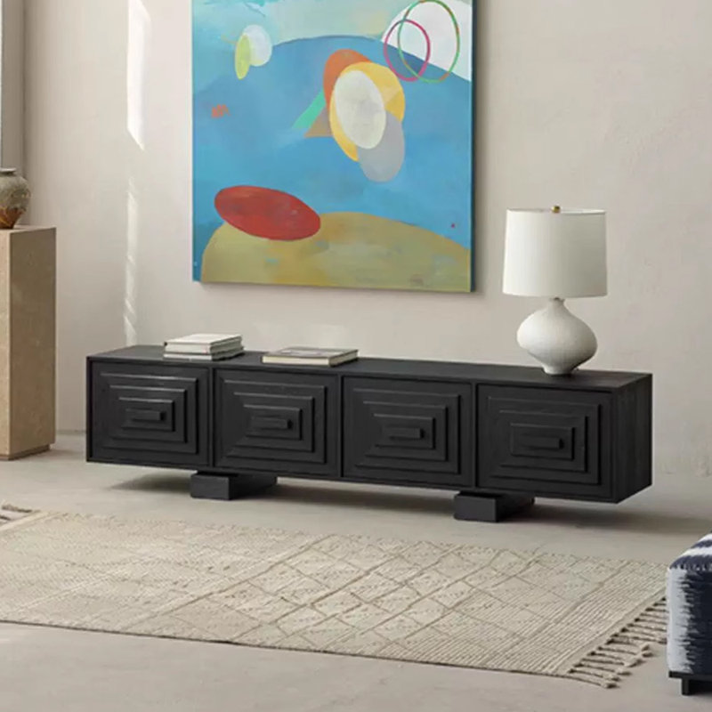 Meuble télé rétro de style zen, H 25,59 po x L 92,51 po x l 19,29 po