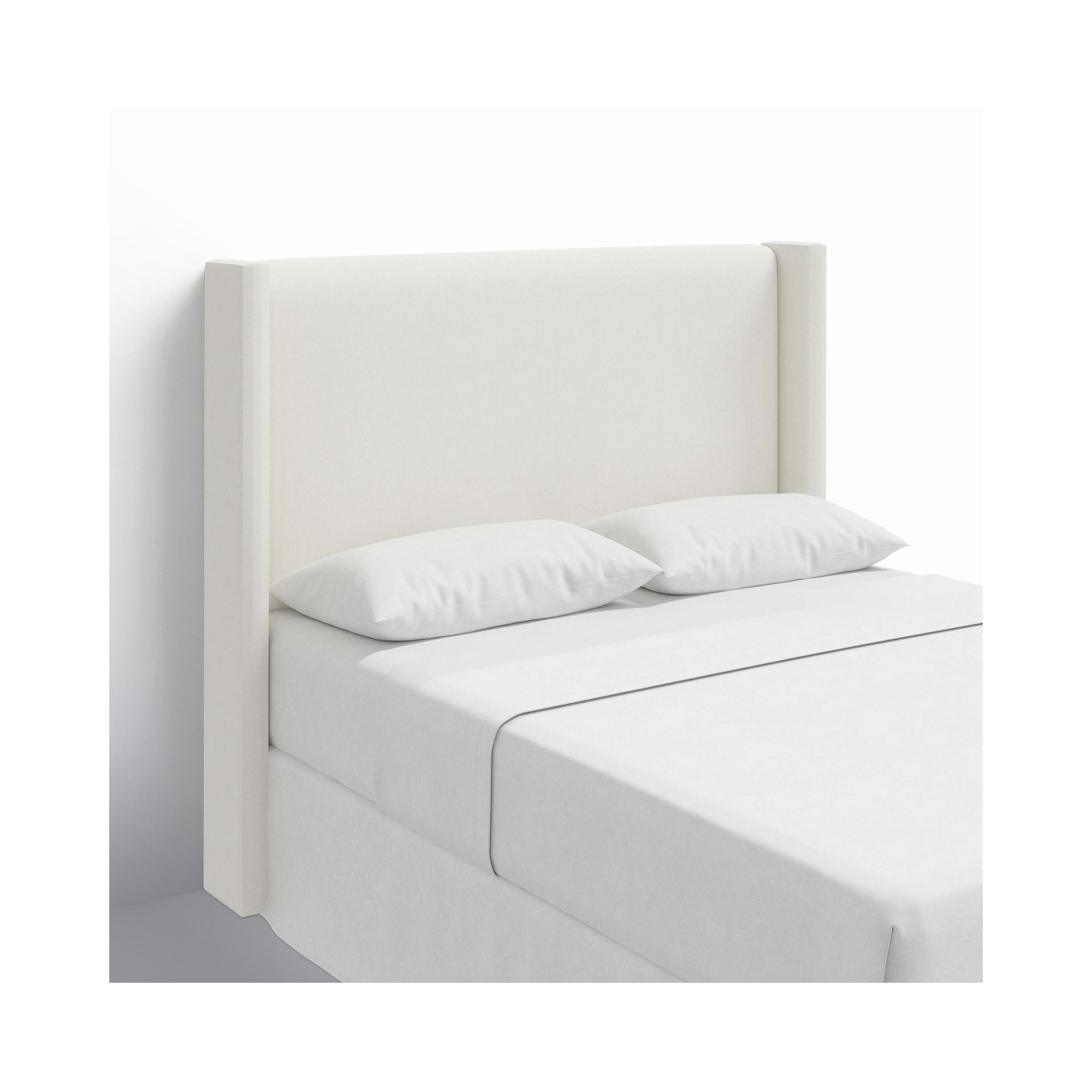 Hanson Upholstered Headboard, Queen, Zuma White Textured Linen
