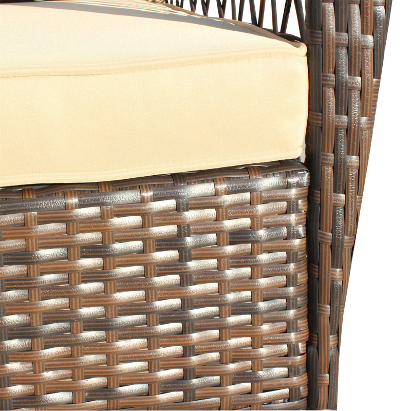 Chaise berçante d'extérieur en osier à assise large, Beige