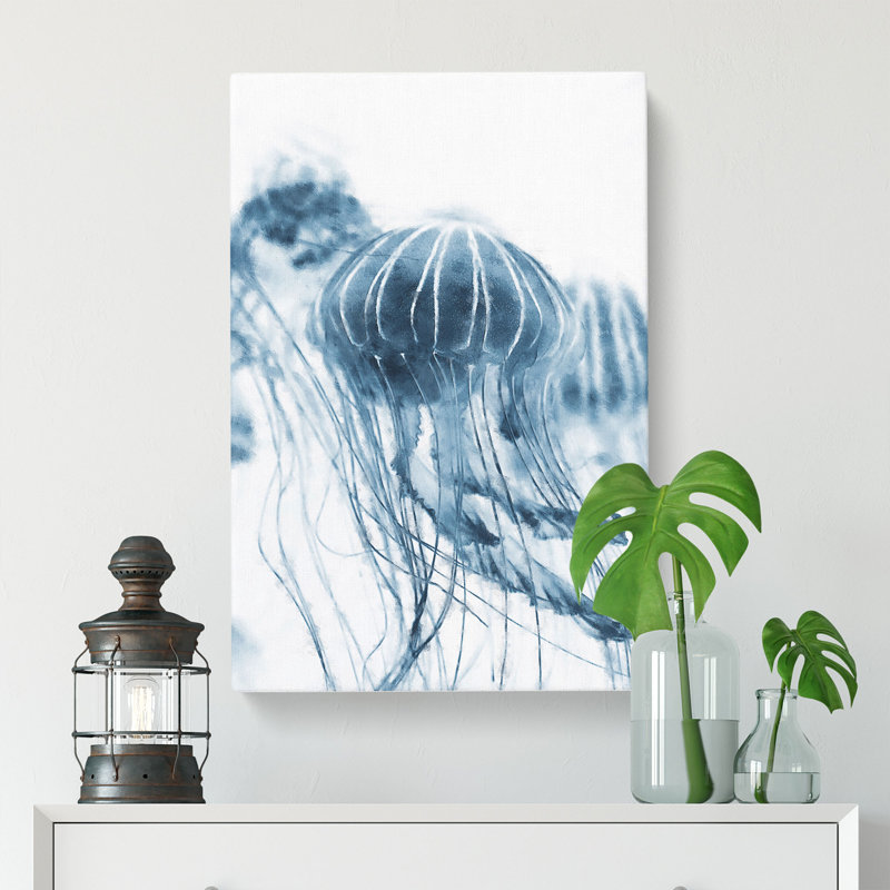 A Blue Jellyfish - Wrapped Canvas, 50cm H x 35cm W x 3cm D