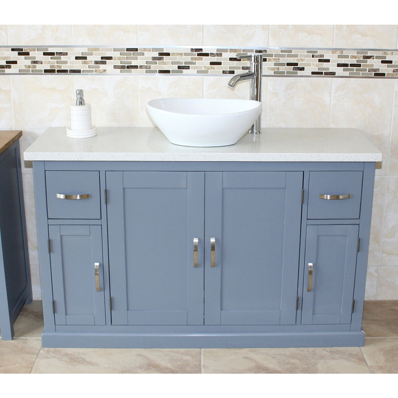 Bora 1230mm Single Bathroom Vanity with Vessel Ceramic Basin, White 