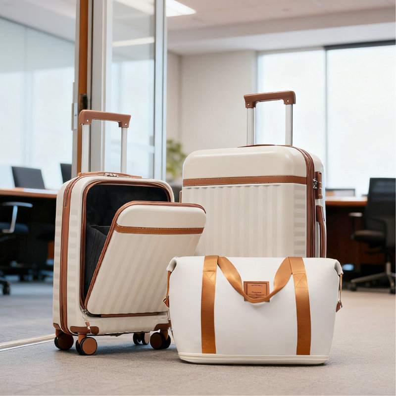 Ensemble de 3 valises à ouverture frontale, valise de transport rigide avec port USB, bagage extensible avec poignée à roulettes, verrou TSA