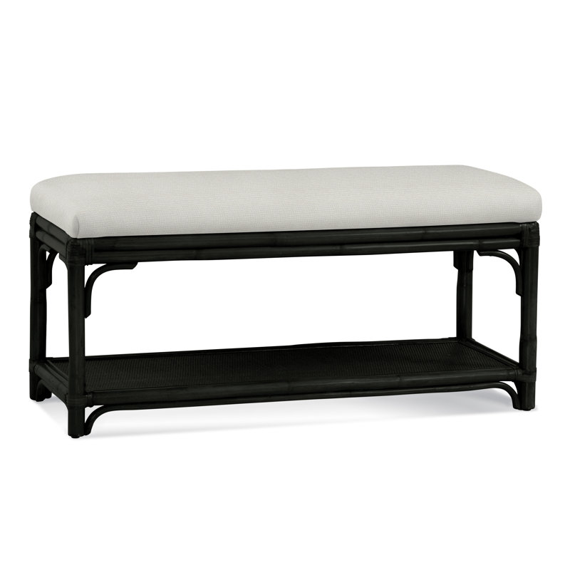 Summer Retreat Wicker Shelf Storage Bench, Java, Basic Blue; 0317-63