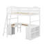 Lit mezzanine simple avec tiroirs, armoire, tablettes et bureau, lit mezzanine en bois avec bureau