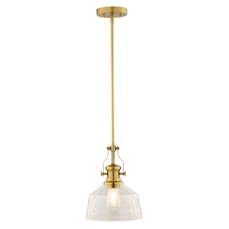 Manville 1 - Light Dome Pendant, 17" H x 9" W x 9" D, Brushed Gold