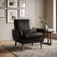 Fauteuil d'appoint rembourré avec accoudoirs arrondis et pieds en bois-317260744