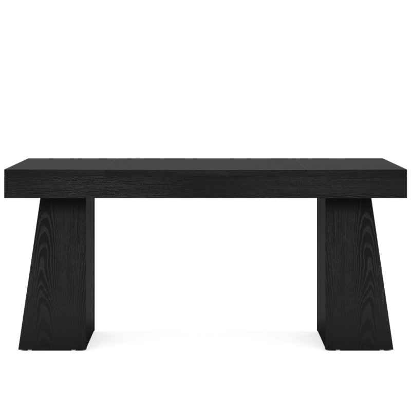Bureau de direction moderne de 55 po de style Mid-Century - poste de travail d'ordinateur à domicile avec double base trapézoïdale, table d'écriture élégante et bureau de conférence, mobilier de bureau en bois noir