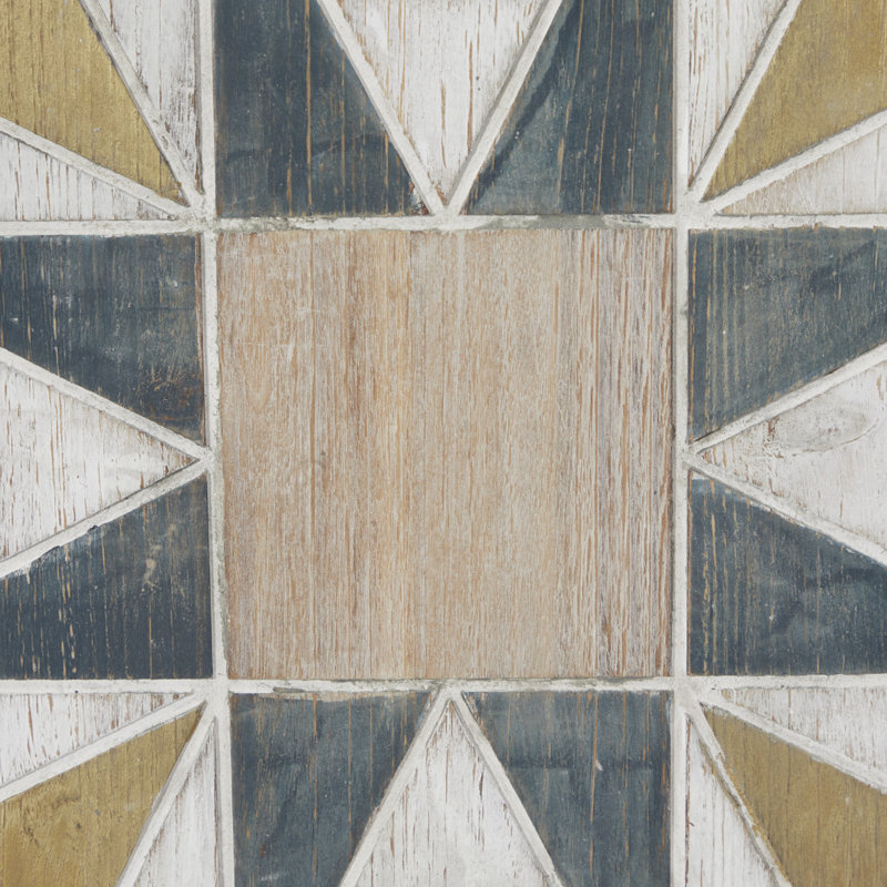 Multi Colored Geometric Wood Wall Decor Set of 3