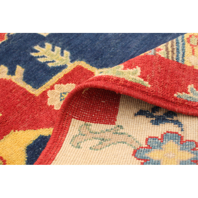 Tapis unique en laine noué à la main gazni rouge et doré des années 2010 de 8 pi 2 po x 9 pi 9 po Qaiden