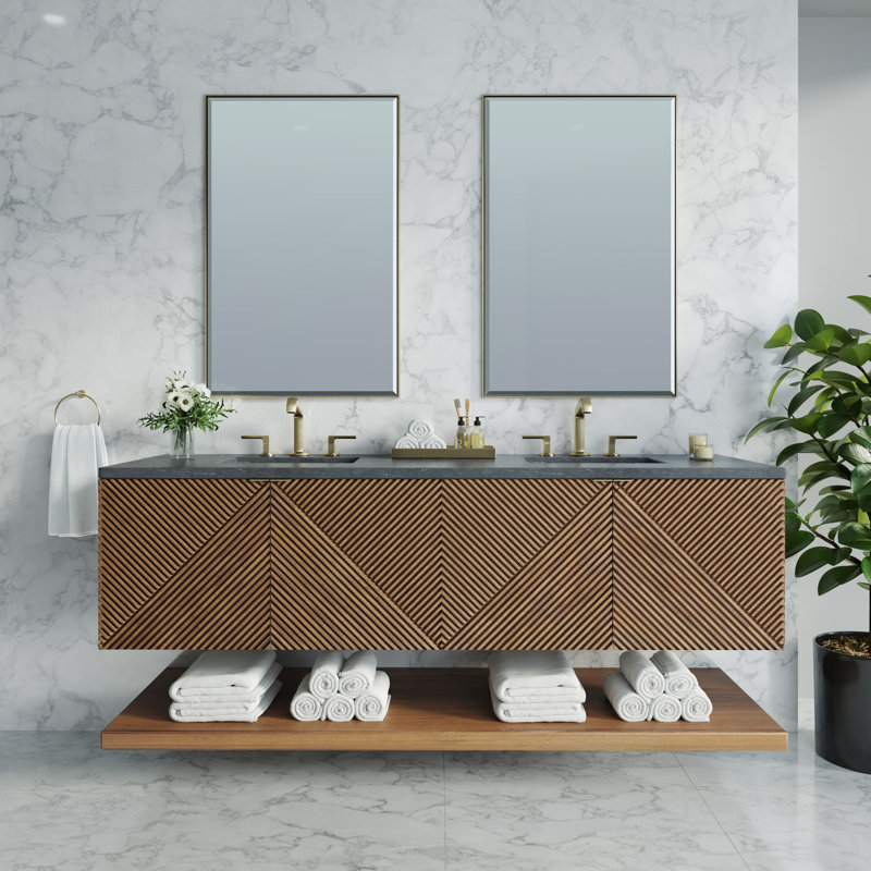 Marcello 72'' W Double Vanity, Charcoal Soapstone, 8" Widespread