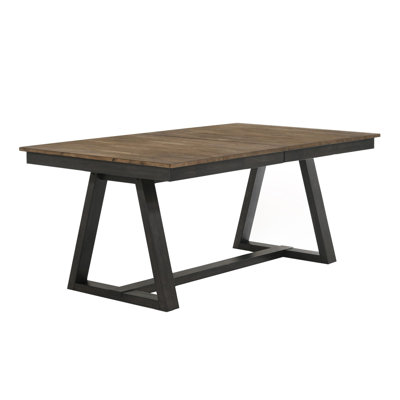 Rabee 94 " Extendable Rubberwood Rectangular Solid Wood Top with Solid Wood Base Dining Table