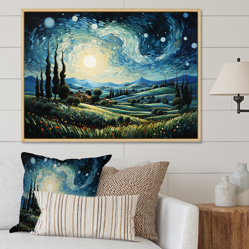 «Vangogh The Swaying Cypress I», art mural Vangogh par Vincent Van Gogh, peinture, Cadre naturel flottant
