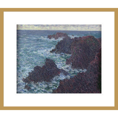 «The Rocks at Belle Île the Wild Coast» par Claude Monet, impression giclée encadrée