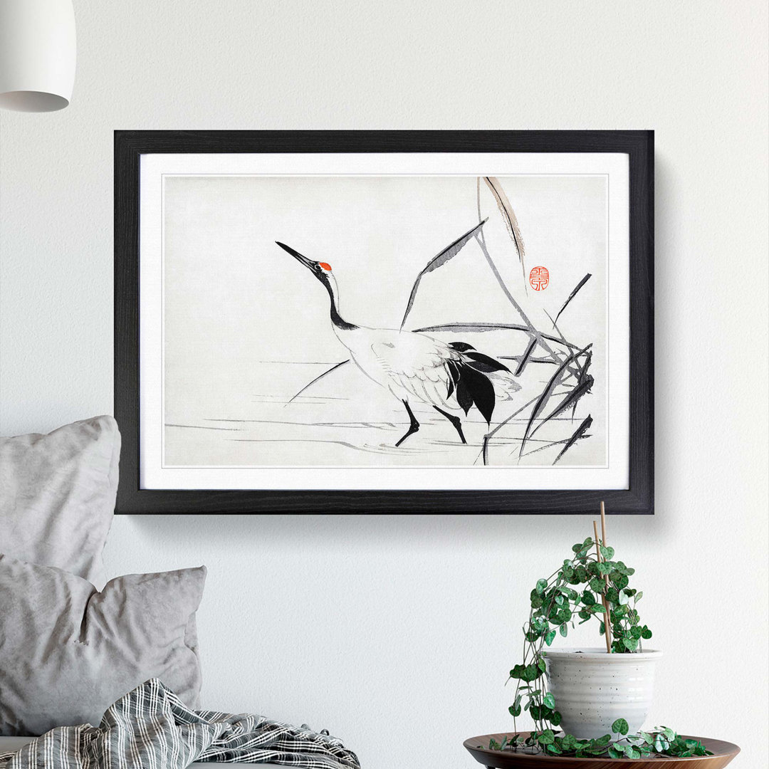 Japanese Crane by Mochizuki Gyokusen - Framed Print