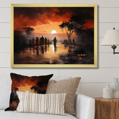 Paysage africain obscur sur toile