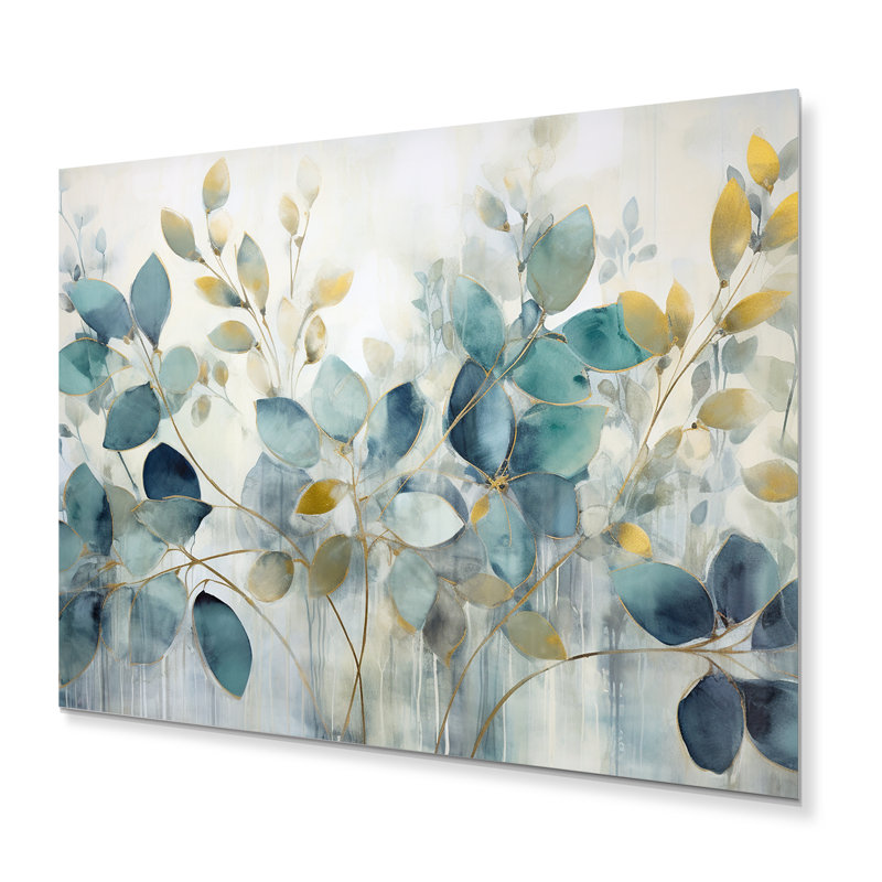 Blue Botanical Rhythms II - Abstract Botanicals, reproduction d'art sur métal, H 12 po x l 20 po