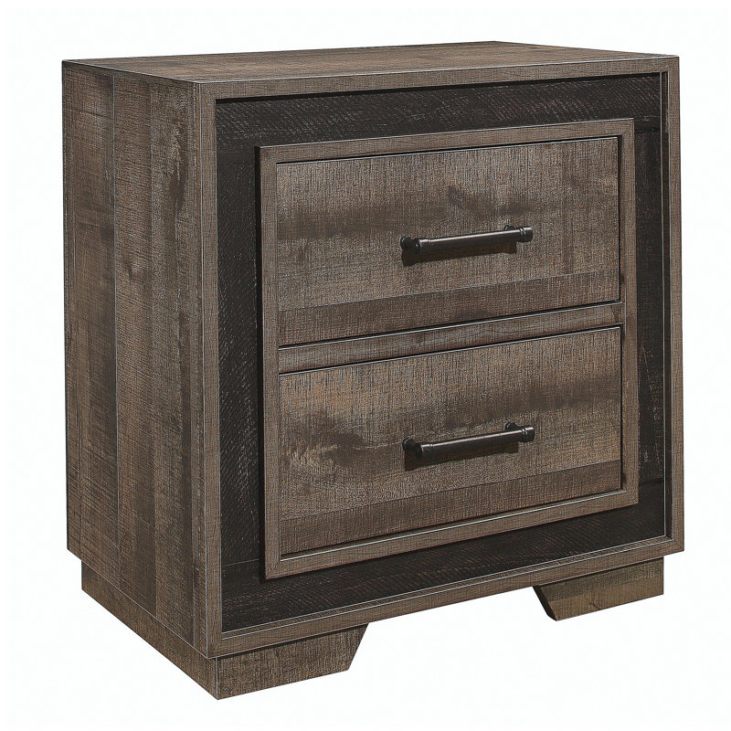 Rustic Style 1pc Nightstand Two-Tone Finish Embossed Faux-Wood Bed Side Table Bedroom Furniture