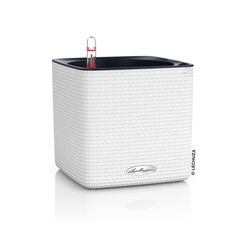 Pot de fleurs en plastique Cube, Blanc, H 6,5 po x l 7 po x P 7 po