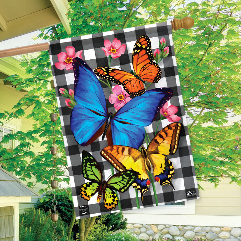 Checkered Butterflies House Flag