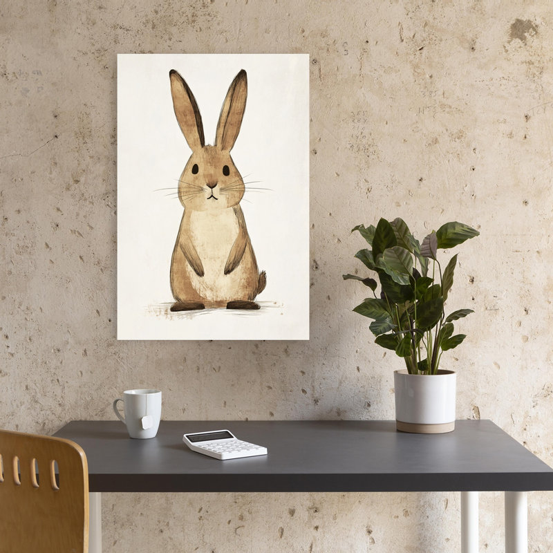 Cute Brown Bunny Minimalist Rabbit Forest Wall Art Print by Mathieu - Wrapped Canvas Print, 45.72cm H x 30.48cm W