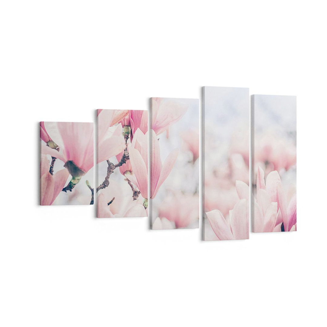 5-tlg. Leinwandbilder-Set Magnolia Flowers Pink