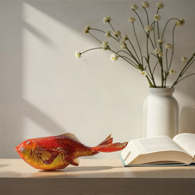 Figurine poisson rouge transparent en résine