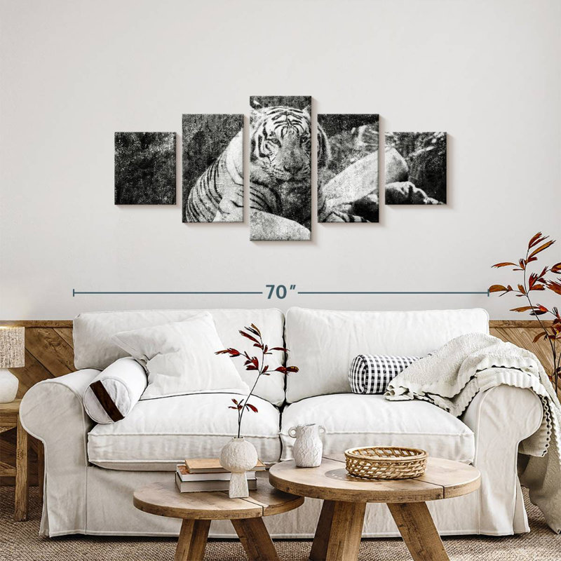 Tigre blanc texturé, H 24 po x l 55 po