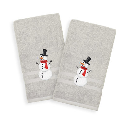 Snowman 2 Piece Turkish Cotton Hand Towel Set