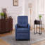 Avec fauteuil inclinable avec canapé-lit 3-en-1 Canapé-lit escamotable Fauteuil-lit simple réglable avec ports USB, poche latérale, tissu en lin revêtu de bleu marine-1286623879