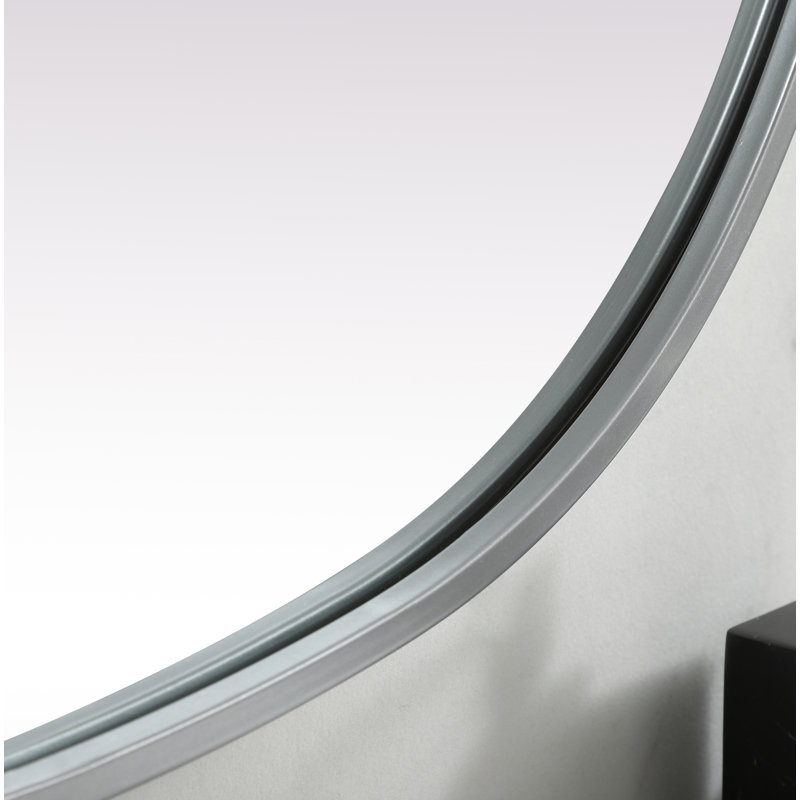 Sabine Metal Curved Oval Wall Mirror, Silver, 40" x 27"